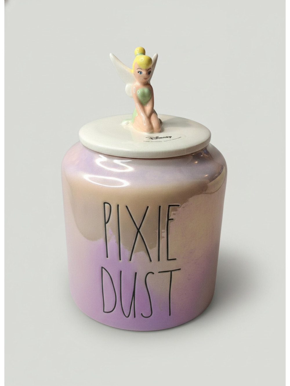 Rae Dunn Disney Pink Iridescent "Pixie Dust" Peter Pan Tinker Bell Canister